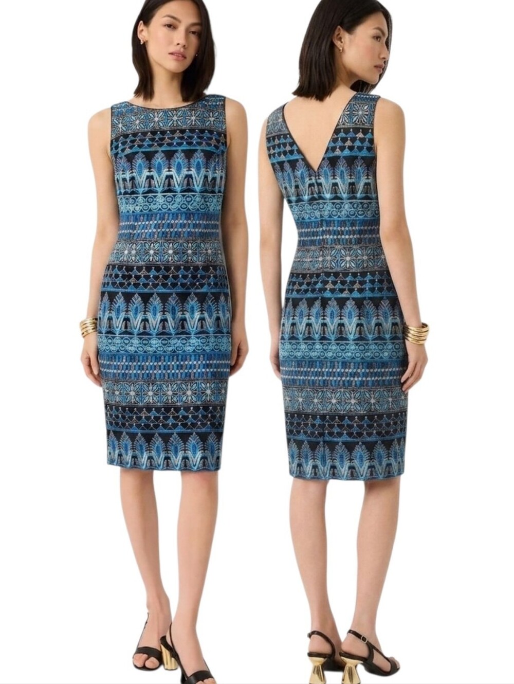 WHBM Embroidered Geometric Sheath Dress - Size 10